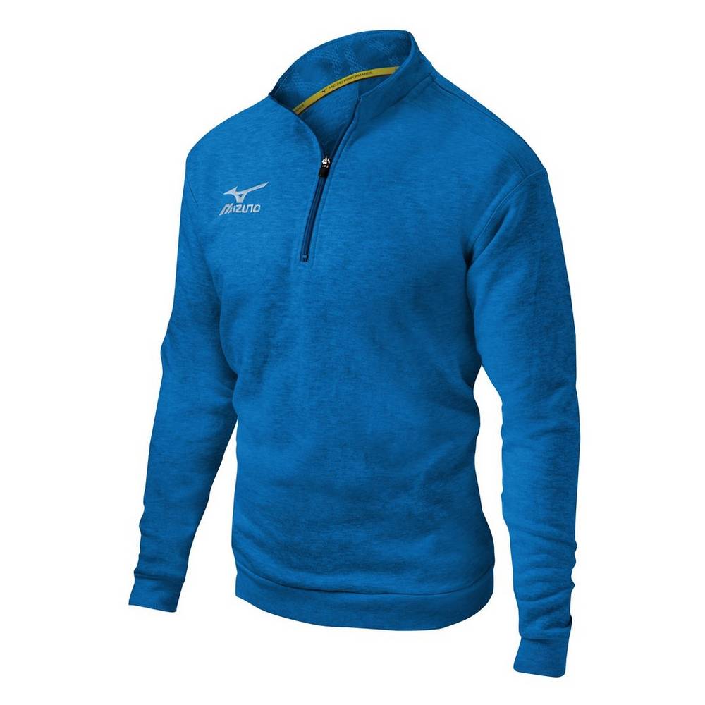 Mens Mizuno 1/2 Zip Fleece Pullover Blue Philippines (XTDUBW197)